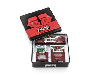 Proraso Vintage Selection, Gama Barbas Duras (pack trío), kit de cuidado barba de lujo con crema de preafeitado, jabón de afeitar en tubo y bálsamo para después del afeitado, Made in Italy