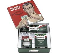 Proraso Vintage Selection Refrescante, Kit Afeitado en Lata, 3 uds | Con Eucalipto y Mentol, Crema Preafeitado + Jabón + Bálsamo, Sin Parabenos o Siliconas, Diseño Retro, Made in Italy