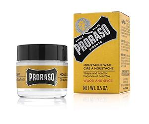 Proraso Wood & Spice Cera para Bigote, 15 ml | Con Manteca de Karité y Cera de Abejas, Cremosa, Sin Parabenos ni Siliconas, Dermatológicamente Probado, Made in Italy