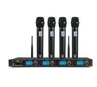 PRORECK MX44 Sistema de micrófono inalámbrico UHF de 4 Canales con 4 micrófonos de Mano máquina de Karaoke para Fiesta/Boda/Iglesia/Conferencia/discurso
