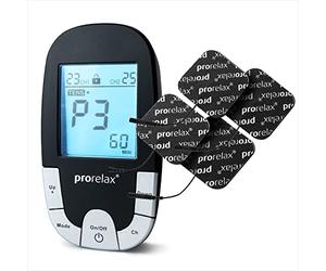 prorelax TENS/EMS Super Duo PLUS Blackline | Aparato de electroestimulación | 2 terapias con un solo aparato | Para la musculación y contra el dolor | Juego de accesorios especialmente amplio