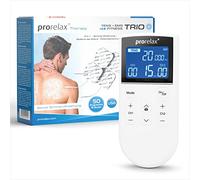 prorelax TENS/EMS Trio+ | Aparato de electroestimulación a pilas | 3 terapias - TENS, EMS, FITNESS | Para relajación, tonificación muscular, alivio del dolor | 50 programas | 16 niveles de intensidad