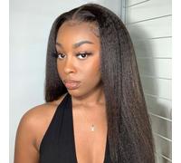 Prosa Media peluca de pelo sintético lacio tipo afro, 3 en 1, sin pegamento, clip en la diadema, sin costuras, estilo 1B (22 pulgadas)