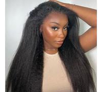 Prosa Media peluca de pelo sintético lacio tipo afro, 3 en 1, sin pegamento, clip en la diadema, sin costuras, estilo 1B (26 pulgadas)