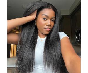 Prosa Media peluca de pelo sintético lacio tipo afro, 3 en 1, sin pegamento, clip en la diadema, sin costuras, estilo 1B (24 pulgadas)
