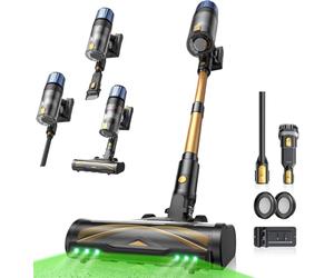 Proscenic P15 Aspiradora sin Cable 55kPa/70Mins, Aspiradora Escoba Vertical Potente con Pantalla Táctile LED, Antienredo y Modo Automático para Suelos/Alfombras/Pelo de Animales