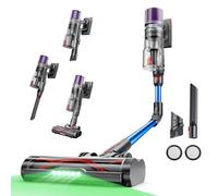 Proscenic P16 Aspiradora sin Cable Potente 50Kpa/550W,Aspirador Escoba Vertical con Tubo Flexible, Limpia el Fondo de los Muebles sin Agacharse, Antienredo, 65 Mins para Alfombra/Pelos de Mascota