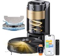 Proscenic Q20 Plus Robot Aspirador y Fregasuelos 10000 Pa/200Mins, con 4L Base Autovaciado sin Bolsa, Navegación y Cartografía por Láser por App/Voz/Control, para Suelos, Alfombras y pelos de Mascotas