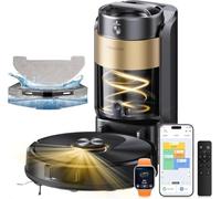 Proscenic Q20 Plus Robot Aspirador y Fregasuelos 10000 Pa/200Mins, con 4L Base Autovaciado sin Bolsa, Navegación y Cartografía por Láser por App/Voz/Control, para Suelos, Alfombras y pelos de Mascotas