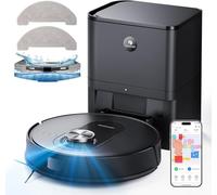 Proscenic Q8 MAX Robot Aspirador con Estación de Succión & Función de Limpieza, Potencia Succión 6000Pa, Bolsa para Polvo de 3L, Tanque de Agua de 250mL, Control de Voz por App Alexa Google Siri FTTT