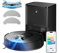 Proscenic Q8 MAX+ Robot Aspirador y Fregasuelos Potente 8000Pa/200 Min, con Navegación LDS y Auto-Evasión de Obstáculos, 3L Base de Autovaciado, por App/Remoto/Voz, Moqueta/Pelo de Mascotas/Suelos