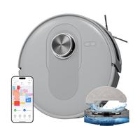 Proscenic Q8 Robot Aspirador con función de Limpieza, 6000 Pa 200 min, Potente Robot de navegación láser con 5 Tarjetas, Control Mediante App Alexa Siri IFTTT Google para Suelos, alfombras, Pelo de