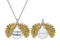 PROSILVER Colgante Guardapelo Plata Girasol, You Are My Sunshine, Collar Personalizable Plata de Primera Ley