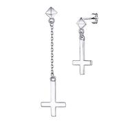 PROSILVER Pendientes Cruz Invertida Plata de Ley, Aretes Colgantes Oreja Cruces de Pedro