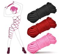 Prosixtoy Kit de Cuerdas Sexo Bondage BDSM - 3x10M 8MM Cuerda de Algodón Shibari Cuerda Sexo para BDSM Principiantes, Kit de Ataduras Sexo SM Juguetes Sexuales para Mujeres Parejas(Negro+Rojo+Rosa)