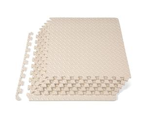 ProsourceFit Exercise Puzzle Mat 1/2-inch, EVA Interlocking Foam Floor Tiles for Home Gym, Workout Equipment, Kids Play Areas, Beige, 24 Sq Ft - 6 Tiles