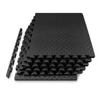 ProsourceFit Exercise Puzzle Mat 1-in, Checkered EVA Foam Floor Tiles w/ Non-Slip Texture, Gym Mat w/ Interlocking Foam Tiles for Adjustable Surface, Shock Absorbing, Waterproof Gym Flooring, Black