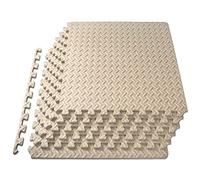 ProsourceFit Exercise Puzzle Mat ½-Inch, EVA Interlocking Foam Floor Tiles for Home Gym, Workout Equipment, Kids Play Areas, Cream, 24 Sq Ft - 6 Tiles