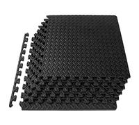 ProsourceFit Exercise Puzzle Mats 0.5-in, Unisex-Adult, Black-1/2 Inch-24 Sq Ft-6 Tiles, 24 Square Feet