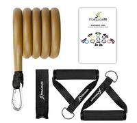 ProsourceFit Single Stackable Resistance Bands with Door Anchor and Exercise Guide, 40-50 LB, Heavy Duty Fitness Tube for Full-Body Exercises and Home Workouts, Brown