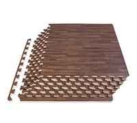 ProsourceFit Wood Grain Puzzle Mat 1/2-in, 6 EVA Foam Interlocking Floor Tiles (24SQ FT) for Secure Indoor Room Workout Flooring and Playmat, Dark Oak