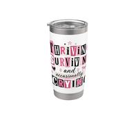 Prosperando Sobreviviendo Llorando Vida de Mujer Humor Vaso térmico de acero inoxidable de doble pared