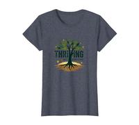 Prosperar sin Sobrevivir: Árbol de la Vida Inspirador Camiseta, Mujer, Azul Jaspeado, XS