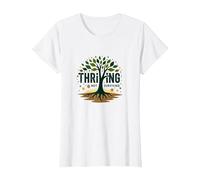 Prosperar sin Sobrevivir: Árbol de la Vida Inspirador Camiseta, Mujer, Blanco, L