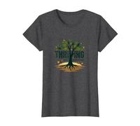Prosperar sin Sobrevivir: Árbol de la Vida Inspirador Camiseta, Mujer, Jaspeado Oscuro, S