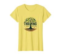 Prosperar sin Sobrevivir: Árbol de la Vida Inspirador Camiseta, Mujer, Limón, XS