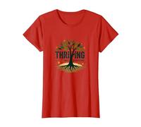 Prosperar sin Sobrevivir: Árbol de la Vida Inspirador Camiseta, Mujer, Rojo, S
