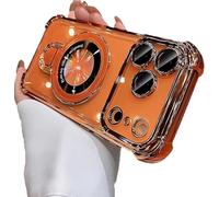 Prosperousk Phone Case, Stampopular New in Phone Case for iPhone 17 Series - Four Corners Anti-Fall Cases for iPhone with Invisible Ring Stand, Electroplating Anti-Drop (Orange,15PRO)