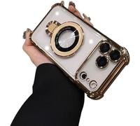 Prosperousk Phone Case, Stampopular New in Phone Case for iPhone 17 Series - Four Corners Anti-Fall Cases for iPhone with Invisible Ring Stand, Electroplating Anti-Drop (Gold,14PRO MAX)