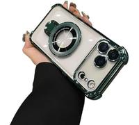 Prosperousk Phone Case, Stampopular New in Phone Case for iPhone 17 Series - Four Corners Anti-Fall Cases for iPhone with Invisible Ring Stand, Electroplating Anti-Drop (Green,17PRO)