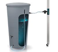 Prosperplast Barril de Agua de Lluvia 200l Smooth de plastico en Color Gris Claro 60 x 60 x 106.6 cm + Set de Accesorios