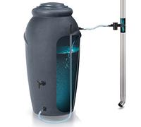 Prosperplast Barril de Agua de Lluvia 210l Aquacan Baby de plastico en Color Antracita 59.6 x 56 x 118.3 cm + Set de Accesorios
