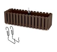 Prosperplast Boardee Fencycase Maceta de Balcón con Suspensión Sistema de Riego Maceta con Ganchos para Barandilla (580 mm, Marrón)