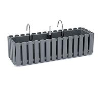 Prosperplast Boardee Fencycase Maceta de Balcón con Suspensión Sistema de Riego Maceta con Ganchos para Barandilla (580 mm, Gris)