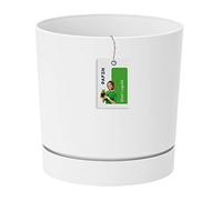 Prosperplast Cubierta del Sello Fleuri – Maceta con tubo de platillo redondo 17.5×Ø18 cm 3.2L Blanco