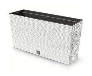 Prosperplast Furu Case Medio Jardinera con Maceta Macetero con Tiesto para Plantas Interior y Exterior Plástico Resistente Rectangular 77x23,5x40,6cm (Blanco)