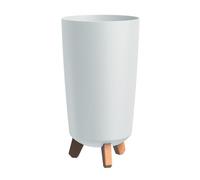 Prosperplast Gracia Tubus Slim Macetero con patas, para interior y exterior, resistente a los rayos UV y a la intemperie, moderno macetero de plástico blanco, redondo, ligero y estable (Ø 195 mm)