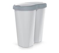 Prosperplast Keden Compacta R Duo 40 L Cubo de Basura de Plástico con Marco, Dos Tapas Independientes, Separación Higiénica de Residuos, para Oficina o Hogar (gris/ceniza)