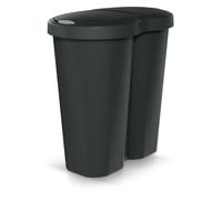 Prosperplast Keden Compacta R Duo 40 L Cubo de Basura de Plástico con Marco, Dos Tapas Independientes, Separación Higiénica de Residuos, para Oficina o Hogar (negro)
