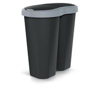 Prosperplast Keden Compacta R Duo 40 L Cubo de Basura de Plástico con Marco, Dos Tapas Independientes, Separación Higiénica de Residuos, para Oficina o Hogar (gris/negro)