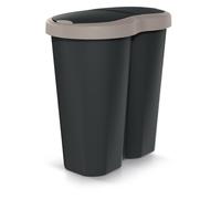 Prosperplast Keden Compacta R Duo 40 L Cubo de Basura de Plástico con Marco, Dos Tapas Independientes, Separación Higiénica de Residuos, para Oficina o Hogar (marrón/negro)