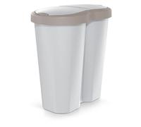 Prosperplast Keden Compacta R Duo 40 L Cubo de Basura de Plástico con Marco, Dos Tapas Independientes, Separación Higiénica de Residuos, para Oficina o Hogar (marrón/ceniza)