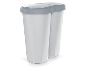 Prosperplast Keden Compacta R Duo 40 L Cubo de Basura de Plástico con Marco, Dos Tapas Independientes, Separación Higiénica de Residuos, para Oficina o Hogar (gris/ceniza)
