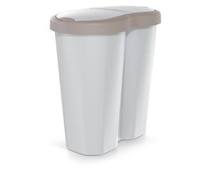 Prosperplast Keden Compacta R Duo 40 L Cubo de Basura de Plástico con Marco, Dos Tapas Independientes, Separación Higiénica de Residuos, para Oficina o Hogar (marrón/ceniza)