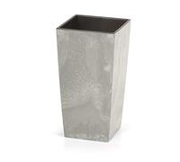 Prosperplast Maceta Alta Cuadrada URBI Square Beton Effect, con depósito Interior, Hormigón, 22x22x42 cm