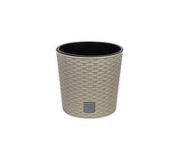 Prosperplast Maceta baja redonda de plástico mocca beige de 20,5 cm Rato con forro interior